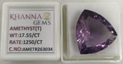 17.55/CT Natural Amethyst Gemstone with Govt. Lab Certificate